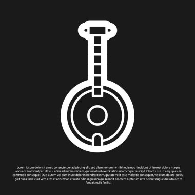 Siyah arkaplanda siyah banjo simgesi izole edildi. Müzik aleti. Vektör İllüstrasyonu