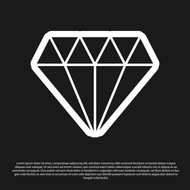 Kara Elmas simgesi siyah arkaplanda izole edildi. Mücevher sembolü. Mücevher taşı. Vektör İllüstrasyonu