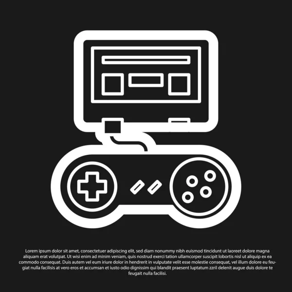 Console de videogame preto com ícone de joystick isolado em fundo preto. Ilustração vetorial — Vetor de Stock