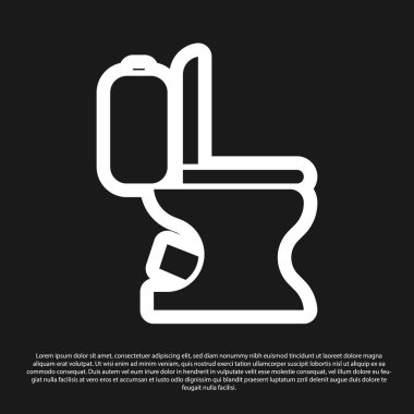 Siyah klozet simgesi siyah arka plan üzerinde izole. Vektör İllüstrasyonu