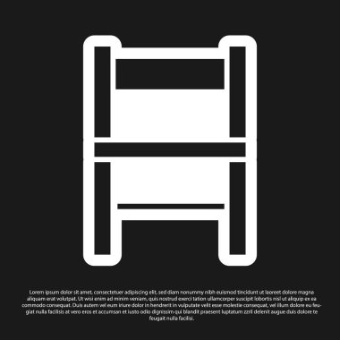 Siyah arka planda siyah sandalye simgesi izole edildi. Vektör İllüstrasyonu