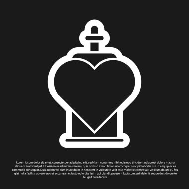 Siyah arka planda izole edilmiş aşk iksiri ikonu olan siyah şişe. Sevgililer Günü sembolü. Vektör İllüstrasyonu