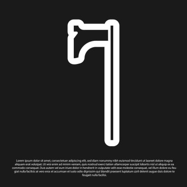 Siyah ortaçağ balta simgesi siyah arka planda izole edildi. Savaş baltası, cellat baltası. Ortaçağ silahı. Vektör İllüstrasyonu