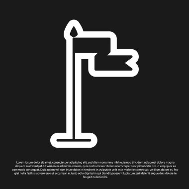 Siyah ortaçağ bayrağı simgesi siyah arkaplanda izole edilmiş. Bir kral ya da kraliçe tarafından yönetilen ülke, devlet ya da bölge. Vektör İllüstrasyonu