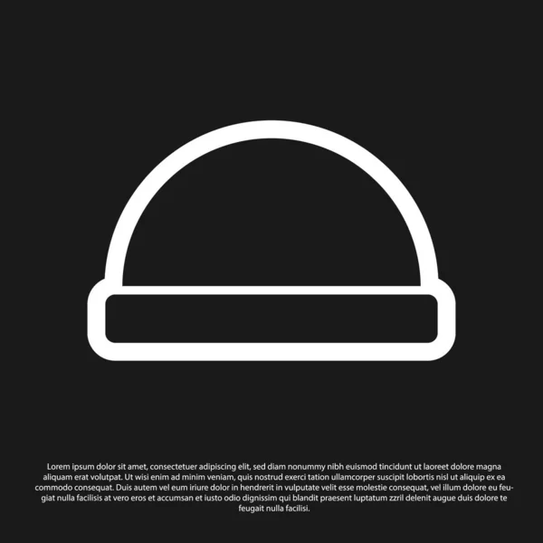 Czarna ikona czapki Beanie na czarnym tle. Ilustracja wektora — Wektor stockowy