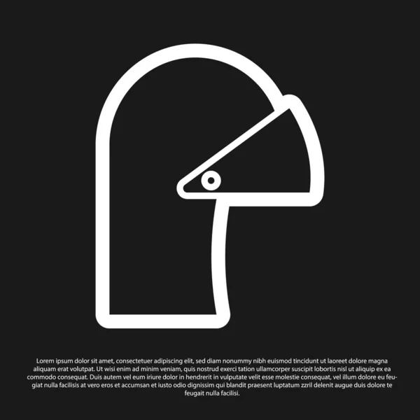 Casco in ferro nero medievale per icona di protezione della testa isolato su sfondo nero. Illustrazione vettoriale — Vettoriale Stock