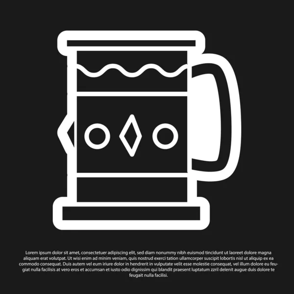 Black Wooden mug icon isolated on black background. Vector Illustration — Stock Vector