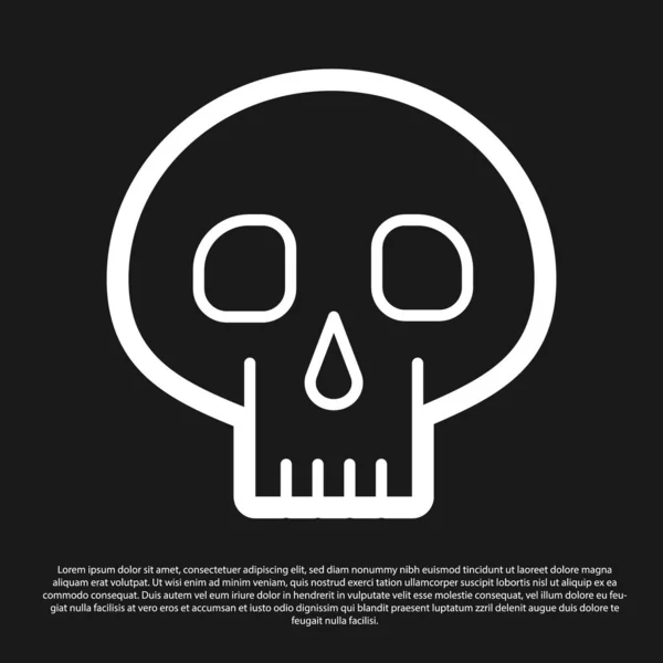 Icono de Black Skull aislado sobre fondo negro. Ilustración vectorial — Vector de stock