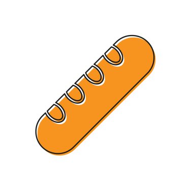 Beyaz arka planda izole edilmiş turuncu Fransız baget ekmeği ikonu. Vektör İllüstrasyonu