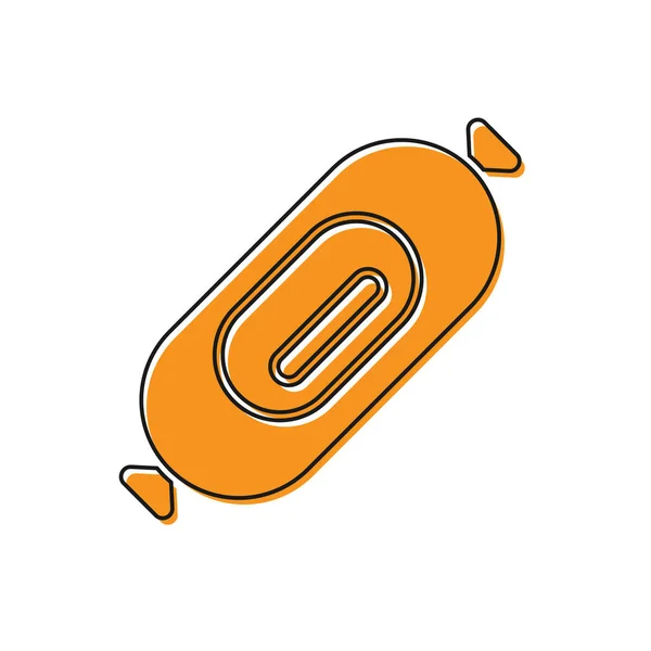 Ікона сосиски Orange Salami ізольована на білому тлі. М'ясний делікатес. Векторний приклад — стоковий вектор