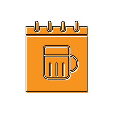 Beyaz arka planda izole edilmiş takvim ikonu olan Turuncu Aziz Patrick Günü. Dört yapraklı yonca sembolü. Tarih 17 Mart. Vektör İllüstrasyonu