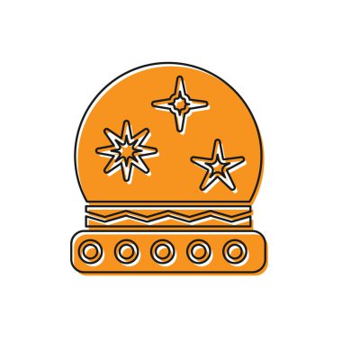 Beyaz arkaplanda turuncu sihirli top simgesi izole edildi. Kristal küre. Vektör İllüstrasyonu