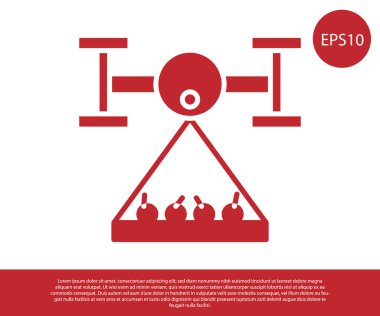 İHA kontrollü Red Smart çiftliği beyaz arka planda izole edilmiş hasat simgesini topluyor. Tarım şirketi için icat teknolojisi. Vektör İllüstrasyonu