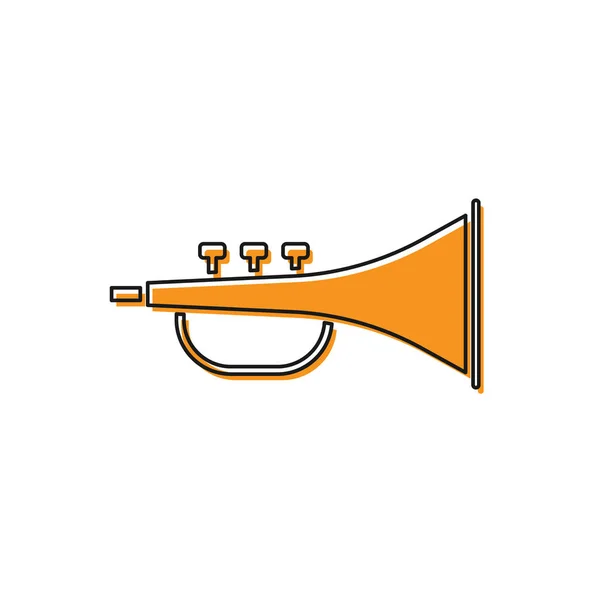 Arancione Strumento musicale icona a tromba isolata su sfondo bianco. Illustrazione vettoriale — Vettoriale Stock