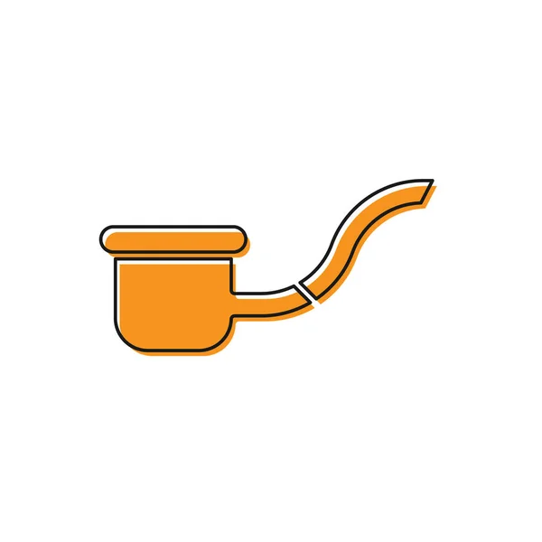 Orange Smoking pipe with smoke icon isolated on white background. Tobacco pipe. Vector Illustration — ストックベクタ