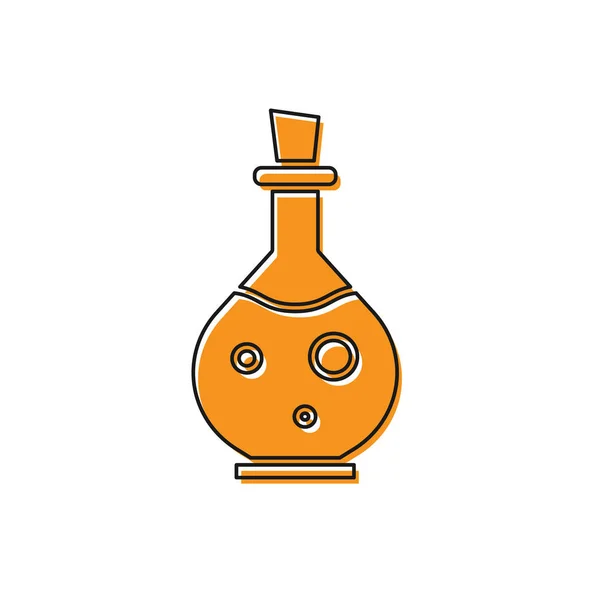 Frasco de vidro laranja com ícone de elixir mágico isolado no fundo branco. Activo do jogo de computador. Ilustração vetorial —  Vetores de Stock