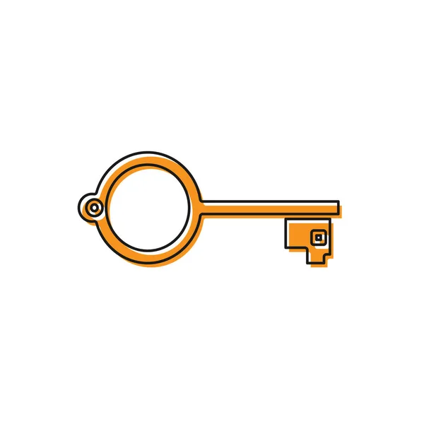 Orange Ancient key for game icon isolated on white background. Vector Illustration — 스톡 벡터