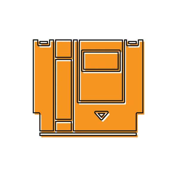 Pomarańczowy wkład do ikony konsoli retro izolowany na białym tle. Wkład do gry TV. Ilustracja wektora — Wektor stockowy