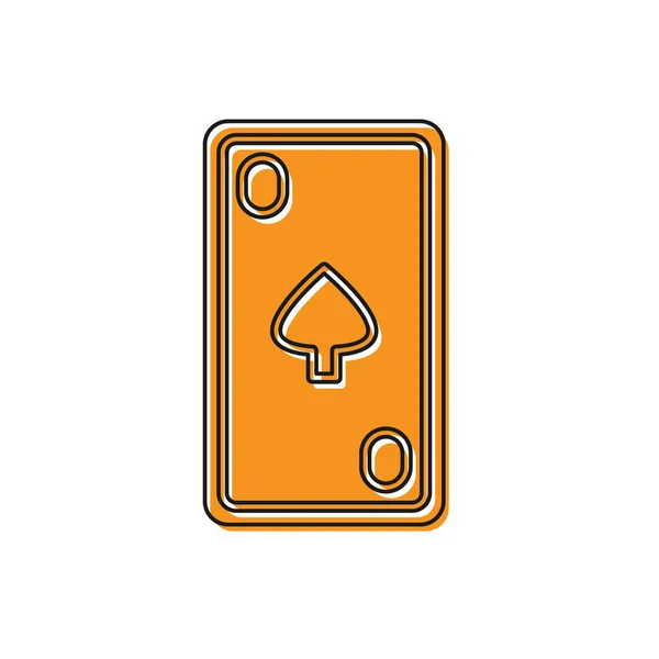 Orangefarbene Spielkarte mit Diamanten-Symbol auf weißem Hintergrund. Casino-Glücksspiel. Vektorillustration — Stockvektor