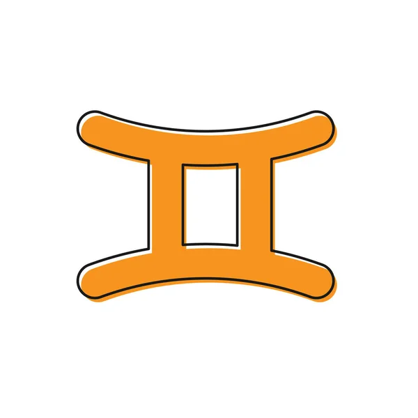 Orange Gemini zodiac sign icon isolated on white background. Astrological horoscope collection. Vector Illustration — 스톡 벡터