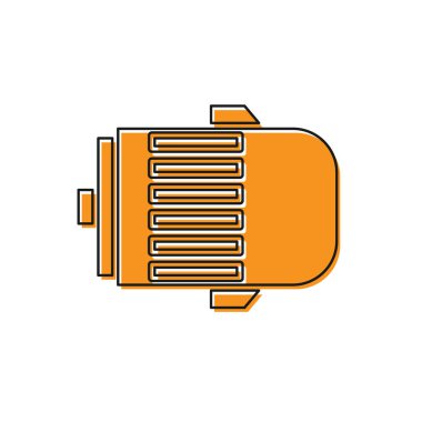 Turuncu elektrikli motor simgesi beyaz arkaplanda izole edildi. Araba alternatörü. Vektör İllüstrasyonu
