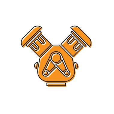 Turuncu araba motor simgesi beyaz arkaplanda izole edildi. Vektör İllüstrasyonu