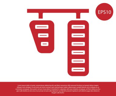 Kırmızı araba gazı ve fren pedalları beyaz arka planda izole edilmiş. Vektör İllüstrasyonu