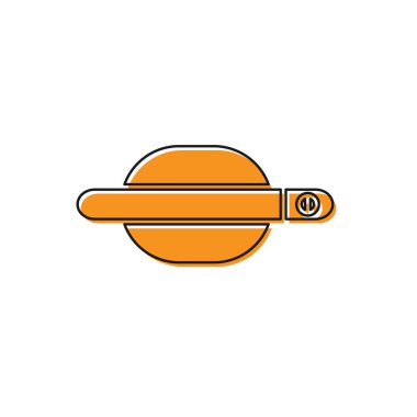 Turuncu araba kapı kolu simgesi beyaz arkaplanda izole edilmiş. Vektör İllüstrasyonu