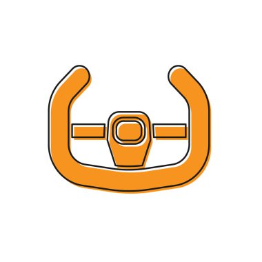 Turuncu spor direksiyon ikonu beyaz arka planda izole edildi. Araba tekeri ikonu. Vektör İllüstrasyonu