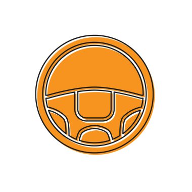 Turuncu Direksiyon simgesi beyaz arka plan üzerinde izole. Araba tekerleği simgesi. Vektör İllüstrasyonu