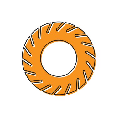 Turuncu araba lastik ikonu beyaz arka planda izole edildi. Vektör İllüstrasyonu