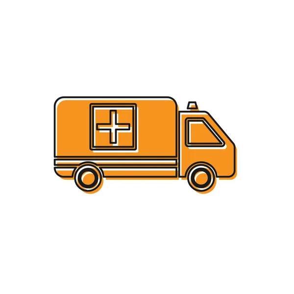 Оранжевый Ambulance и значок аварийного автомобиля выделены на белом фоне. Медицинская эвакуация машины скорой помощи. Векторная миграция — стоковый вектор