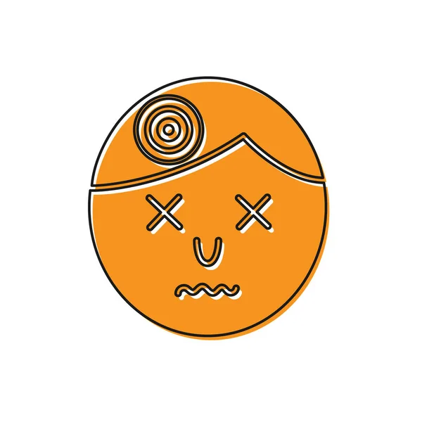 Orange Man con mal di testa, icona emicrania isolata su sfondo bianco. Illustrazione vettoriale — Vettoriale Stock