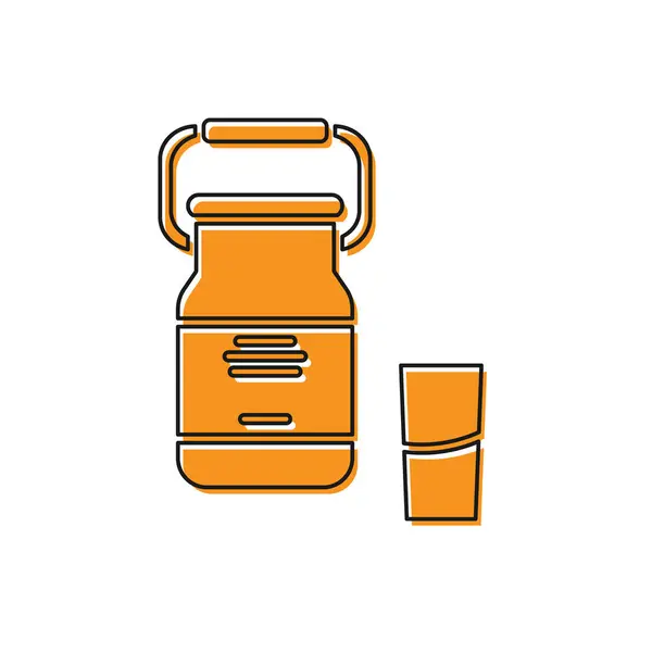 Orange Can container voor melk en glas pictogram geïsoleerd op witte achtergrond. Vector Illustratie — Stockvector