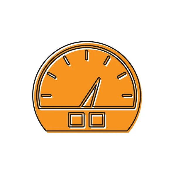 Icono del velocímetro naranja aislado sobre fondo blanco. Ilustración vectorial — Vector de stock