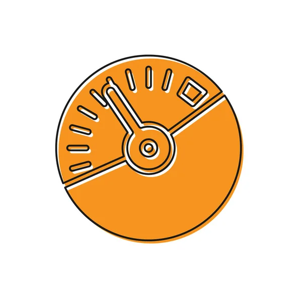 Orange Hastighetsmätare ikon isolerad på vit bakgrund. Vektor Illustration — Stock vektor