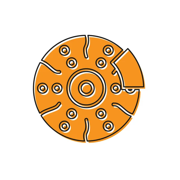 Orange Bil bromsskiva med caliper ikon isolerad på vit bakgrund. Vektor Illustration — Stock vektor