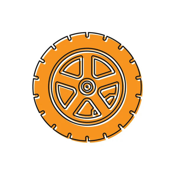 Oranje Auto wiel pictogram geïsoleerd op witte achtergrond. Vector Illustratie — Stockvector