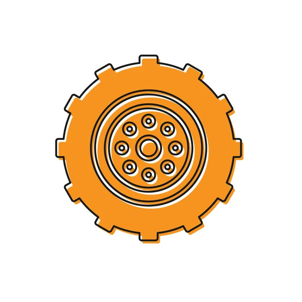 Orange Car wheel icon isolated on white background. Vector Illustration — Stock Vector