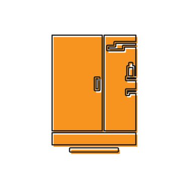 Beyaz arka planda turuncu duş kabini simgesi izole edildi. Vektör İllüstrasyonu
