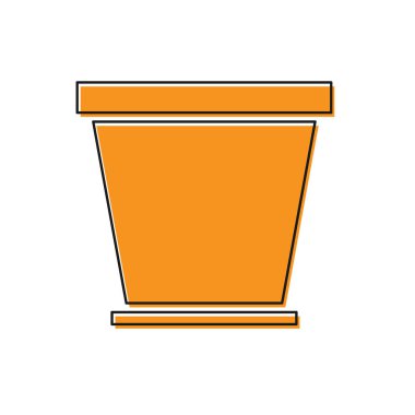 Beyaz arkaplanda turuncu çiçek saksı simgesi izole edildi. Vektör İllüstrasyonu