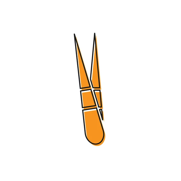 Orange Eyebrow tweezers icon isolated on white background. Cosmetic tweezers for ingrown hair. Vector Illustration — 스톡 벡터