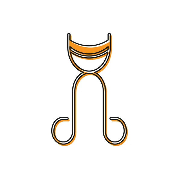 Icono de rizador de pestañas naranja aislado sobre fondo blanco. Señal de maquillaje. Ilustración vectorial — Vector de stock