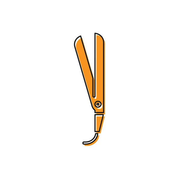 Naranja rizador para el icono del cabello aislado sobre fondo blanco. Icono de plancha para el cabello. Ilustración vectorial — Vector de stock