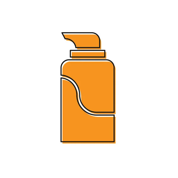 オレンジクリームまたは化粧水チューブアイコンは、白い背景に隔離されています。男性用ボディケア製品。ベクターイラスト — ストックベクタ