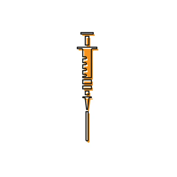Icono de la jeringa naranja aislado sobre fondo blanco. Jeringa para vacuna, vacunación, inyección, vacuna contra la gripe. Equipo médico. Ilustración vectorial — Archivo Imágenes Vectoriales