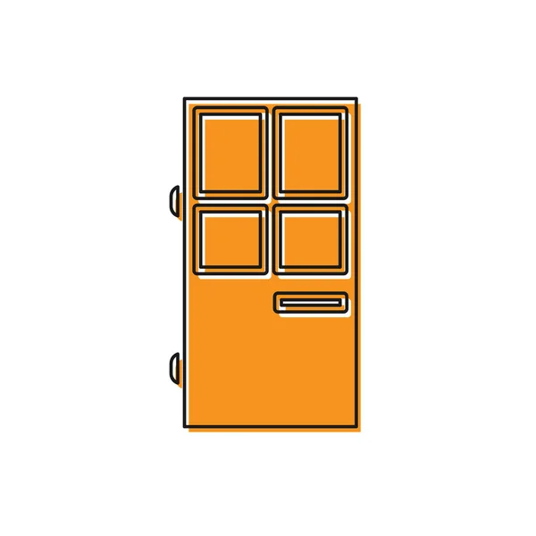 Orange Closed door icon isolated on white background. Vector Illustration — 스톡 벡터