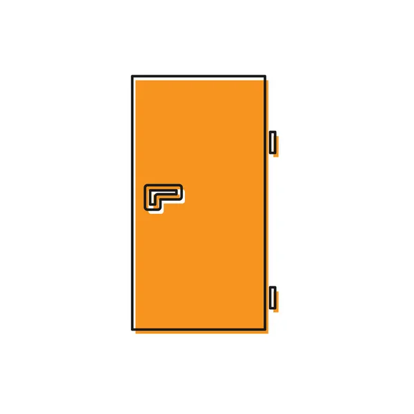 橙色关闭的门图标隔离在白色背景。 病媒图解 — 图库矢量图片