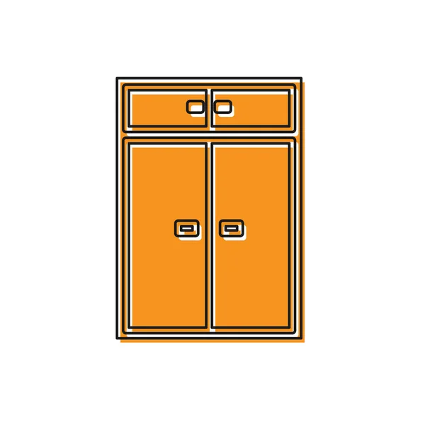 Narancs Wardrobe ikon elszigetelt fehér háttérrel. Vektorillusztráció — Stock Vector