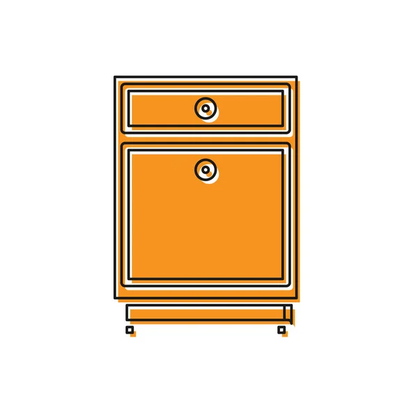 Comodino icona Orange Furniture isolato su sfondo bianco. Illustrazione vettoriale — Vettoriale Stock